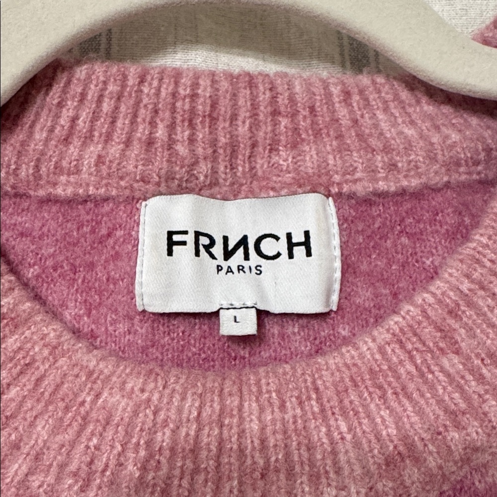 FRNCH Pink Floral Knit Soft Comfy Wool Blend Sleeveless Sweater Vest Large - Picture 2 of 2